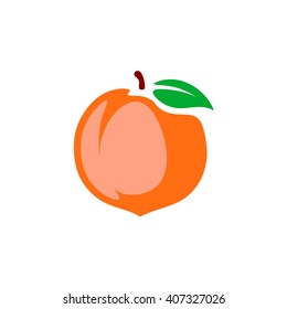 Peach vector illustration. Color cartoon style isolated on a white background.