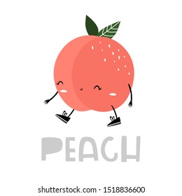 Peach, vector illustration in Doodle style, Emoji
