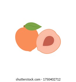Peach. Vector illustration of flat style