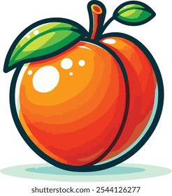 Ilustración vectorial de melocotón fruta saludable 