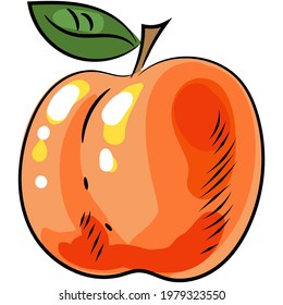 Peach vector illustration icon fruit isolated logo