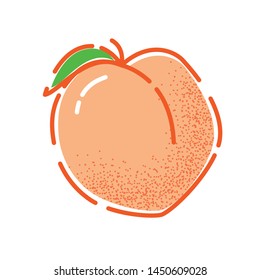 Peach. Vector illustration of a tasty summer nectarine fruit in line-art style for print, banner or postcard.