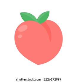 Peach vector. pink heart shaped peach healthy sweet fruit