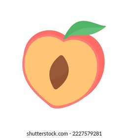 Peach vector. pink heart shaped peach healthy sweet fruit