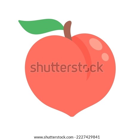 Peach vector. pink heart shaped peach healthy sweet fruit