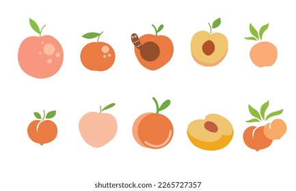 Peach vegetables fruit vector set design
