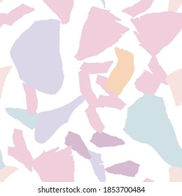 Patrón transparente de vectores de pared de Peach y Violet Terrazzo. Tarjeta geométrica Terrazzo Tile. Ilustración de Abstracto Brillante.
