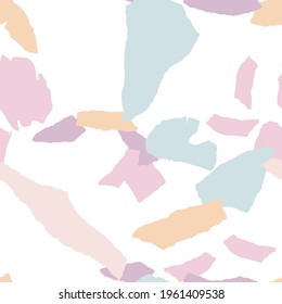 Peach and Violet Terrazzo Wall Vector Seamless Pattern. Fashion Terrazzo Tile Banner. Bright Venetian Postcard.