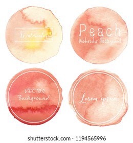 Peach watercolor background, Pastel watercolor logo, Vector illustration.