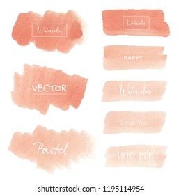 Peach Watercolor Background, Pastel Watercolor Logo, Vector Illustration.