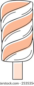 Peach and white swirl popsicle for Halloween treats Vector