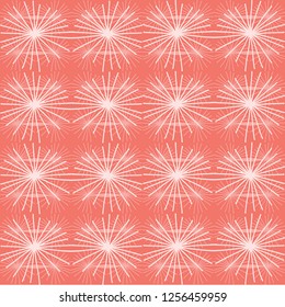 Peach and white vector seamless repeat pattern of abstract organic spiky burst-like shapes in a batik tribal style. Ideal for fabric, home decor, stationery, fashion accessories.