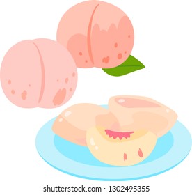 Peach, whole and cut