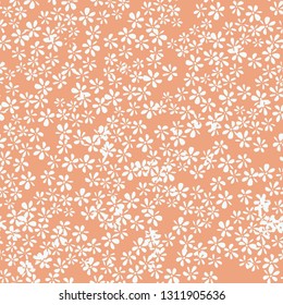 Peach Wild Flowers Seamless Vector Pattern. Perfect for wallpaper, fabric, scrapbooking projects