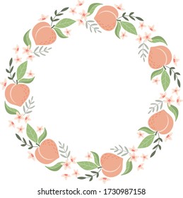 Guirnalda con hojas y flores. Ilustración vectorial aislada en fondo blanco.