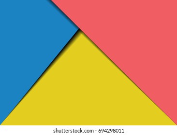 Peach yellow and blue paper cut abstract triangles background,vector