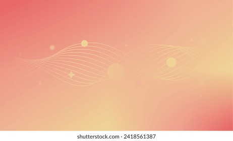 Peach and Yellow Gradient and Abstract Line Waves Background