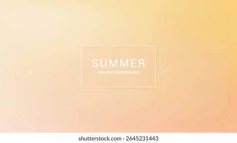 Peach yellow gradient background. Abstract summer wallpaper for flyer, poster, sites or mobile app and sale. Dot mesh overlay, blur orange vector illustration. Sun soft peach warm colored bg.