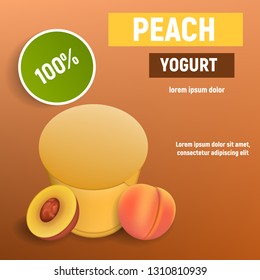 Peach yogurt concept background. Realistic illustration of peach yogurt vector concept background for web design