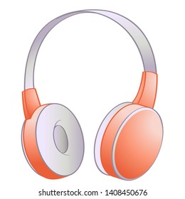 Peach-colored big headphones on white background