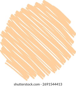 A peach-colored scribble with diagonal lines, creating a textured and abstract pattern.