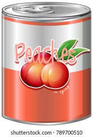 Peaches in aluminum can illustration