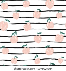 Fondo melocotón. Diseño abstracto a mano sin fisuras. Estilo escandinavo