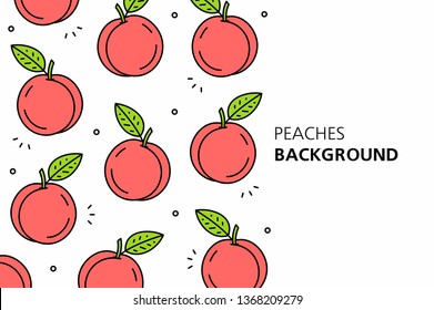 Peaches background. isolated on white background