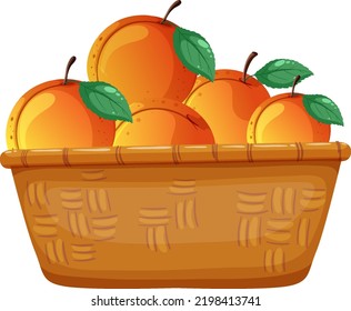 Peaches in a basket isolated illustration