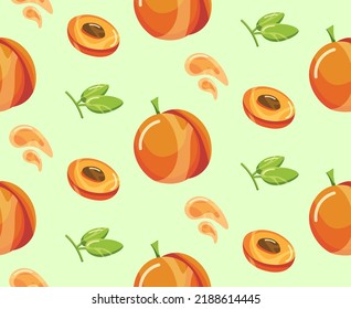 Peaches Hand Drawing Seamless Vector Background Illustration