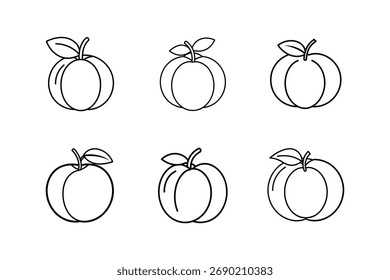 Ilustración vectorial de arte de línea de icono de melocotones