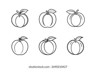 Ilustración vectorial de arte de línea de icono de melocotones