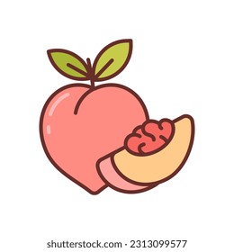 Pfirsiche Symbol in Vektorgrafik. Illustration