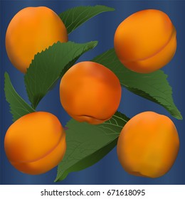 Peaches on a blue background