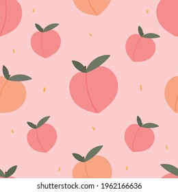 Peaches seamless pattern for apparel design, textile, fabric. Cute background with peaches fruits.