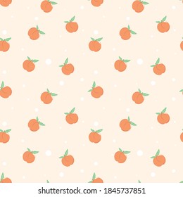 Peaches seamless pattern with dot. Vector illustration.