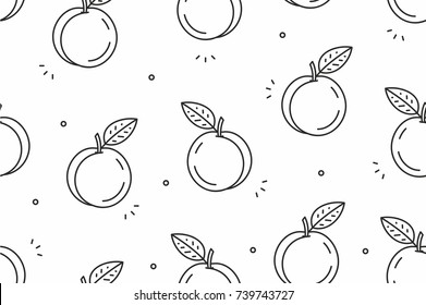 Peaches seamless pattern. Vector illustration