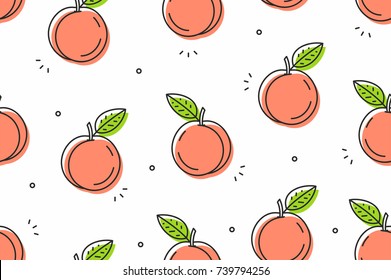 Peaches seamless pattern. Vector illustration