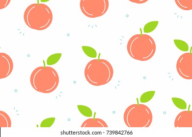 Peaches seamless pattern. Vector illustration