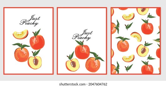 melocotones vectoriales pared colgante ilustración frutas orgánicas