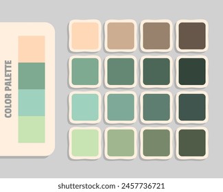 peachpuff darkseagreen silver lightgray color palette, colour matching, rgb colors, harmonious colours catalog sample, design and edit idea