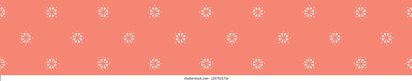 Peachy Coral Flower Blooms Border Vector. Colorful Floral Seamless Repeating Banner Background. Hand Drawn Bold Large Scale Daisy Fashion Prints, Ribbon Trim, Washi Tap, Stationery, Garden Packaging.
