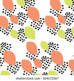 Peachy and green leaves with black spots