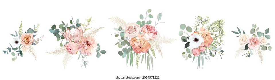 Silver Sage Blush Pink Flowers Vector Stock Vector (Royalty Free ...