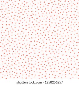 Peachy Tiny Coral Petal Blooms. All Over Print Vector. Pretty Polka Dot Seamless Repeating Pattern Background. Drawn Ditsy Dotty Fashion Print, Wallpaper, Girly Stationery, Kids Fun Party Packaging.