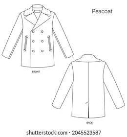 Peacoat artwork-flat sketch artwork-flat sketch