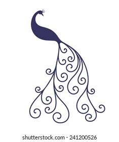 Peacock. Abstract bird on white background