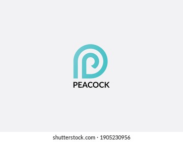 Peacock Abstract P letter minimalist logo design