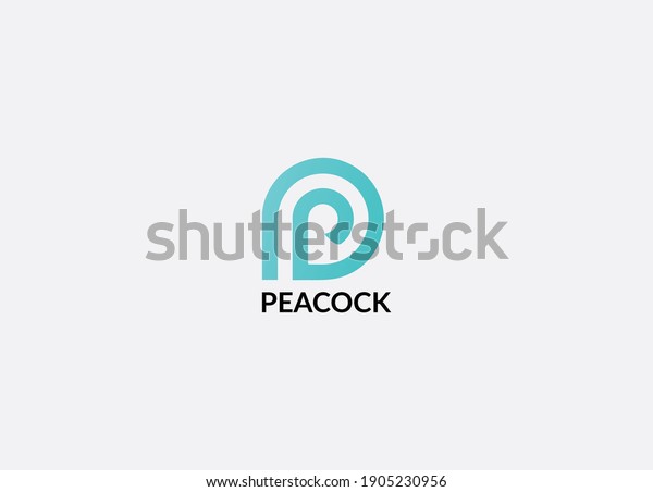 Peacock Abstract P Letter Minimalist Logo Stock Vector (Royalty Free ...