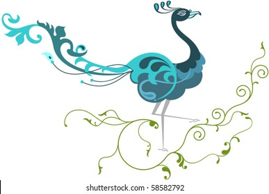 Peacock artistic hand drawn